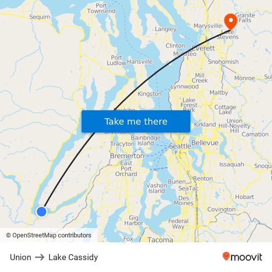 Union to Lake Cassidy map