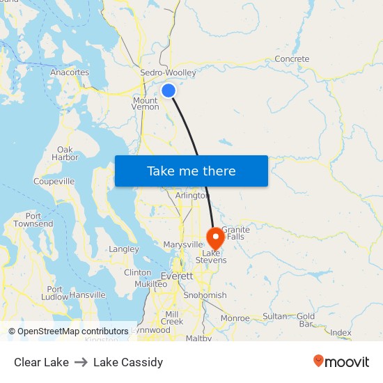 Clear Lake to Lake Cassidy map