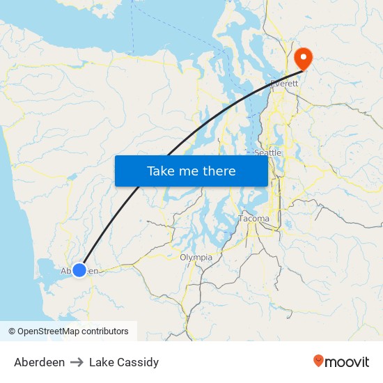 Aberdeen to Lake Cassidy map