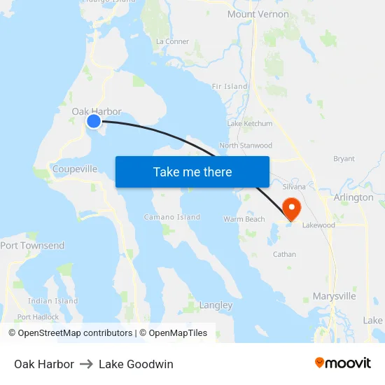 Oak Harbor to Lake Goodwin map