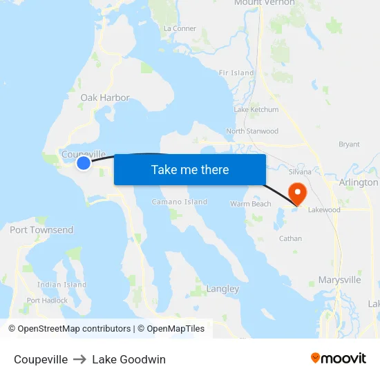 Coupeville to Lake Goodwin map