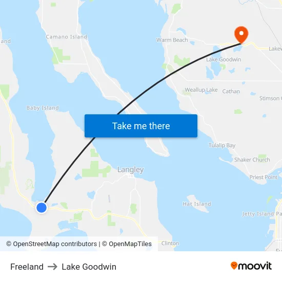 Freeland to Lake Goodwin map