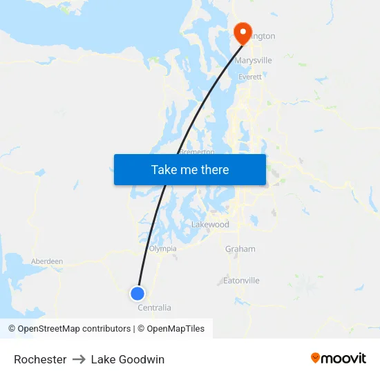 Rochester to Lake Goodwin map