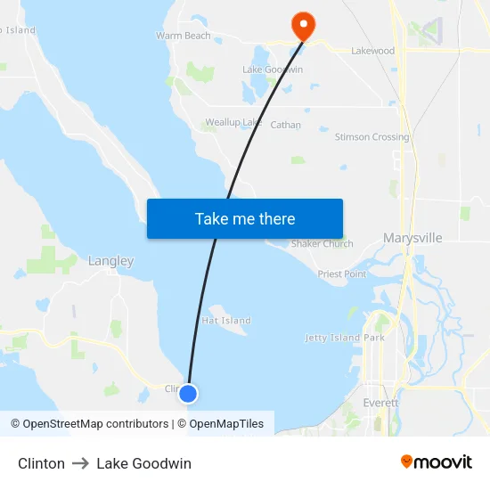 Clinton to Lake Goodwin map