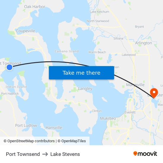 Port Townsend to Lake Stevens map