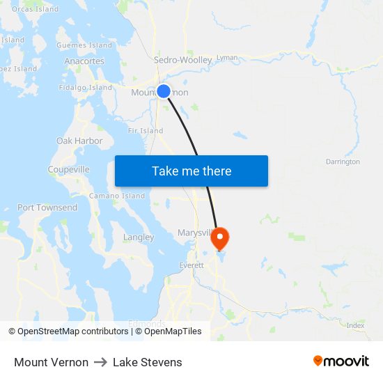 Mount Vernon to Lake Stevens map