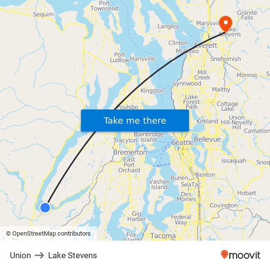 Union to Lake Stevens map