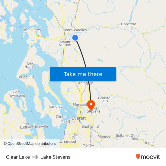 Clear Lake to Lake Stevens map