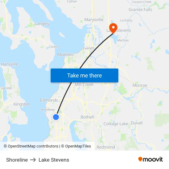 Shoreline to Lake Stevens map