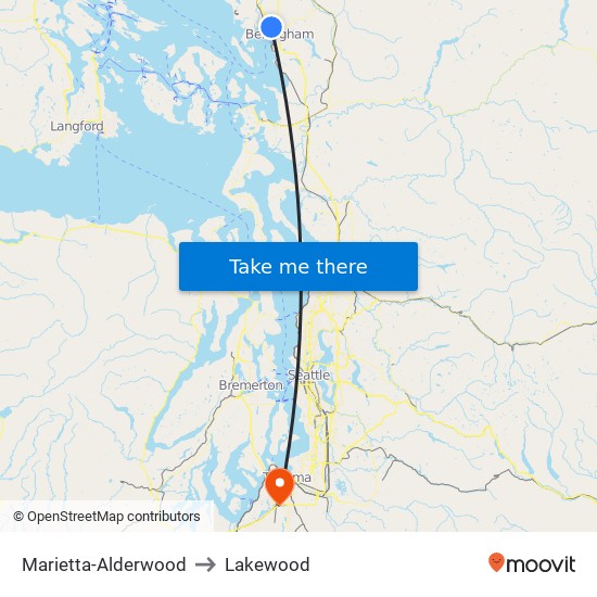 Marietta-Alderwood to Lakewood map