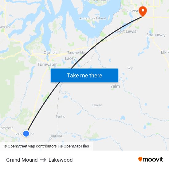 Grand Mound to Lakewood map