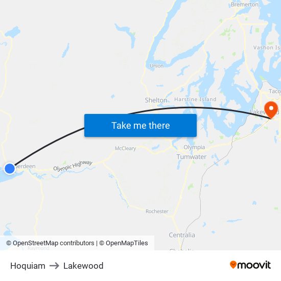 Hoquiam to Lakewood map