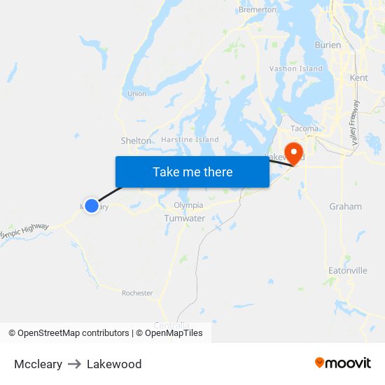 Mccleary to Lakewood map