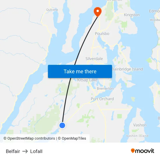 Belfair to Lofall map