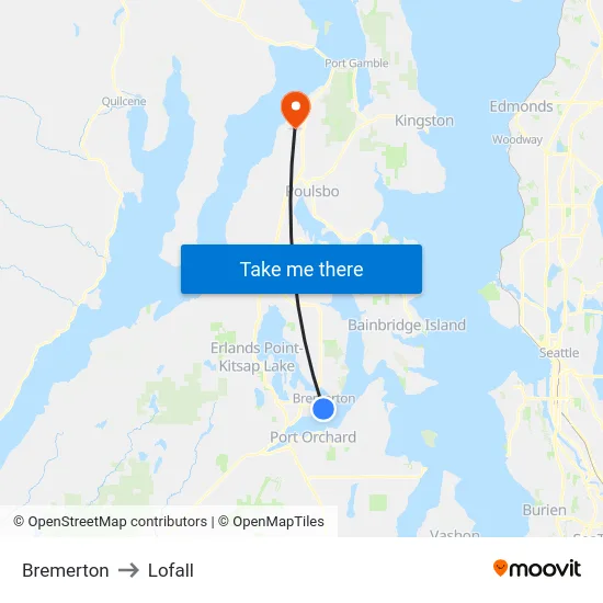 Bremerton to Lofall map