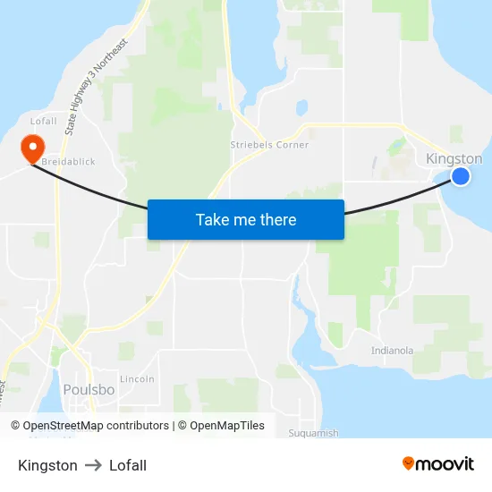 Kingston to Lofall map