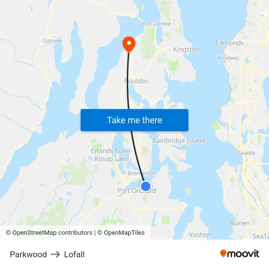 Parkwood to Lofall map