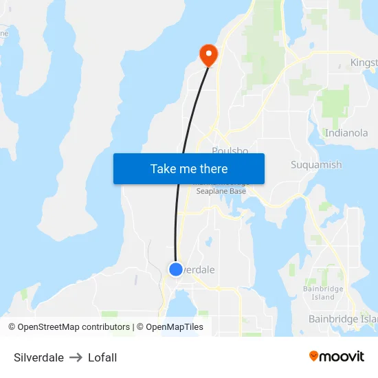 Silverdale to Lofall map