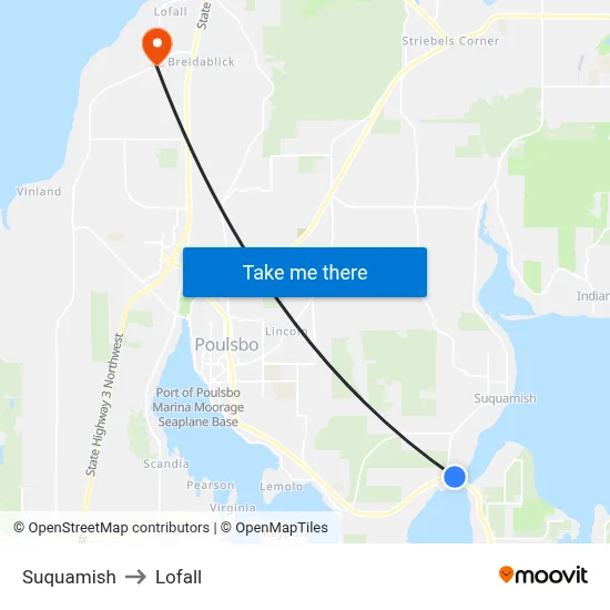 Suquamish to Lofall map