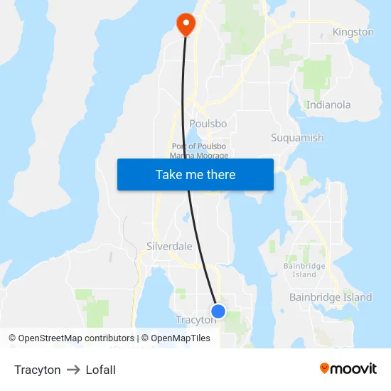 Tracyton to Lofall map