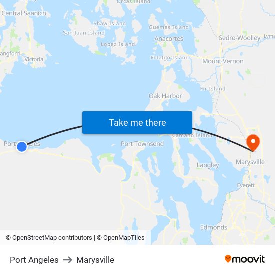 Port Angeles to Marysville map