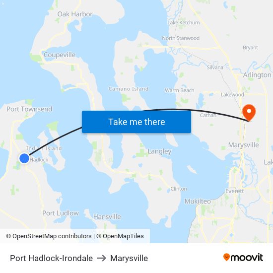 Port Hadlock-Irondale to Marysville map
