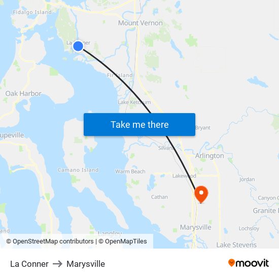 La Conner to Marysville map