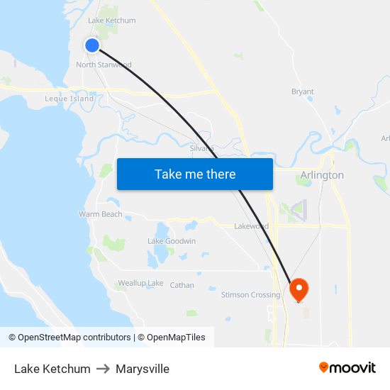 Lake Ketchum to Marysville map