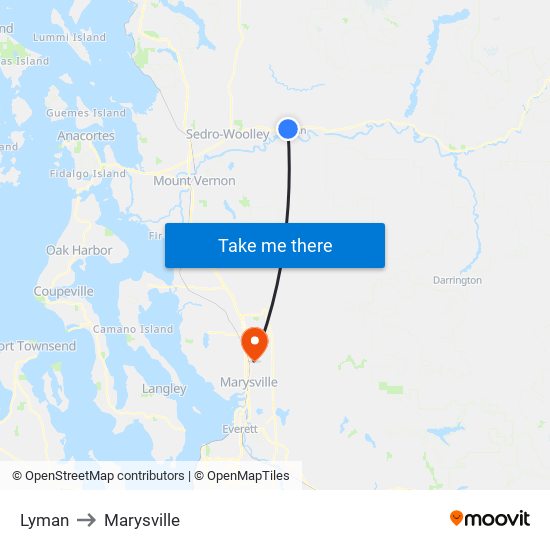 Lyman to Marysville map