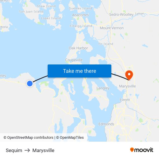 Sequim to Marysville map