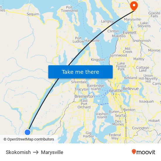 Skokomish to Marysville map