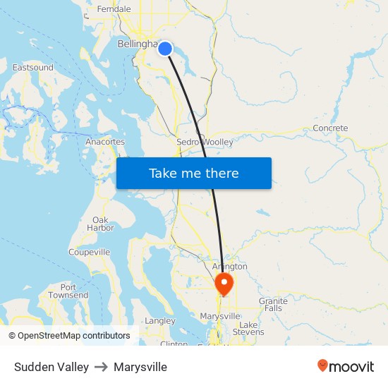 Sudden Valley to Marysville map