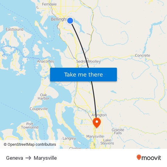 Geneva to Marysville map