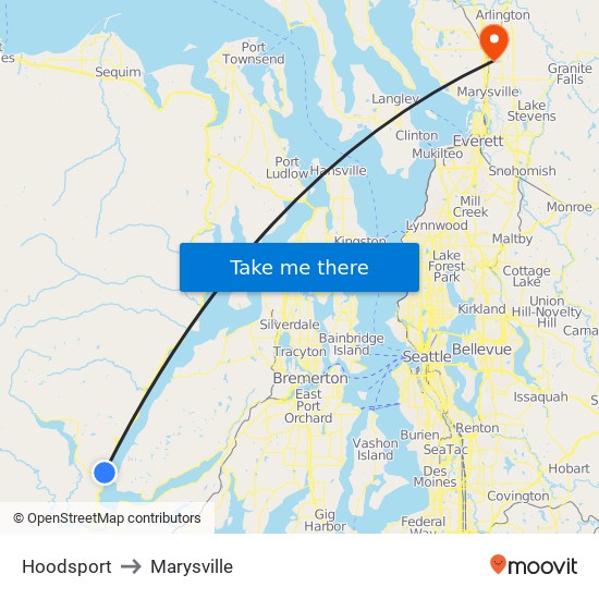 Hoodsport to Marysville map