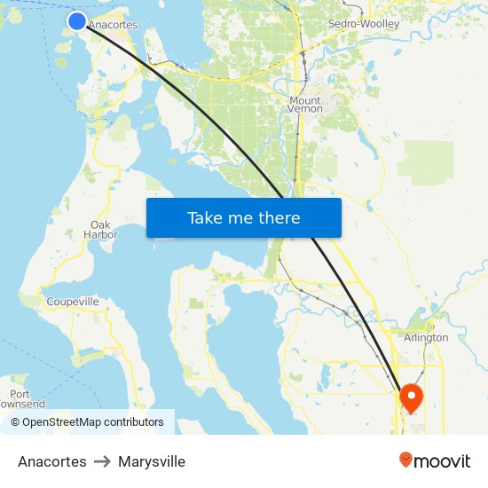 Anacortes to Marysville map