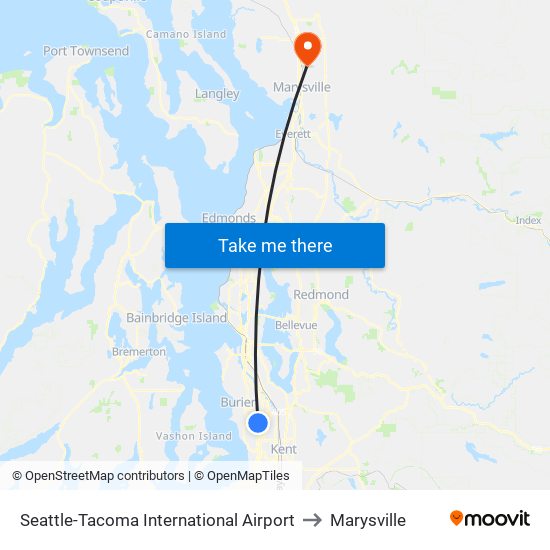 Seattle-Tacoma International Airport to Marysville map