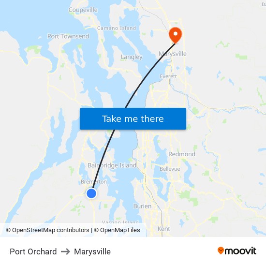 Port Orchard to Marysville map