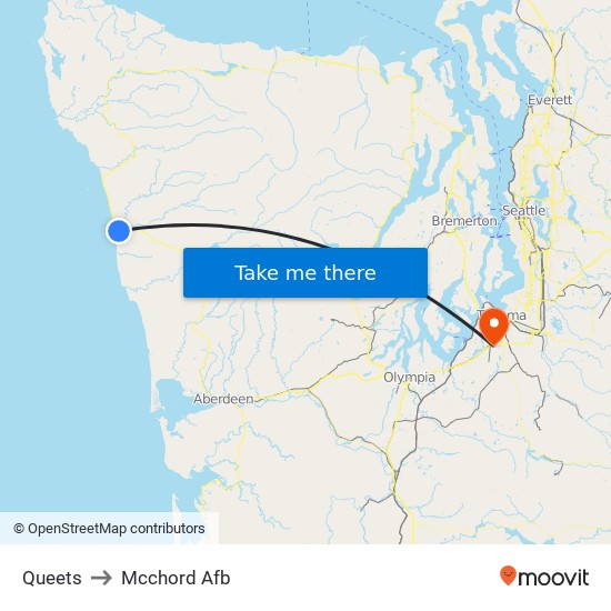 Queets to Mcchord Afb map