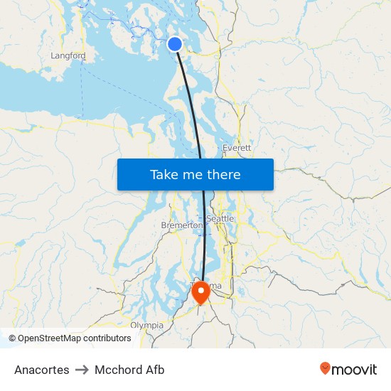 Anacortes to Mcchord Afb map