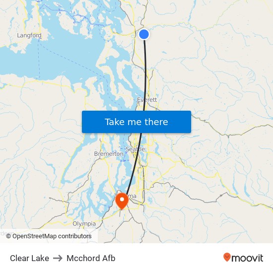 Clear Lake to Mcchord Afb map