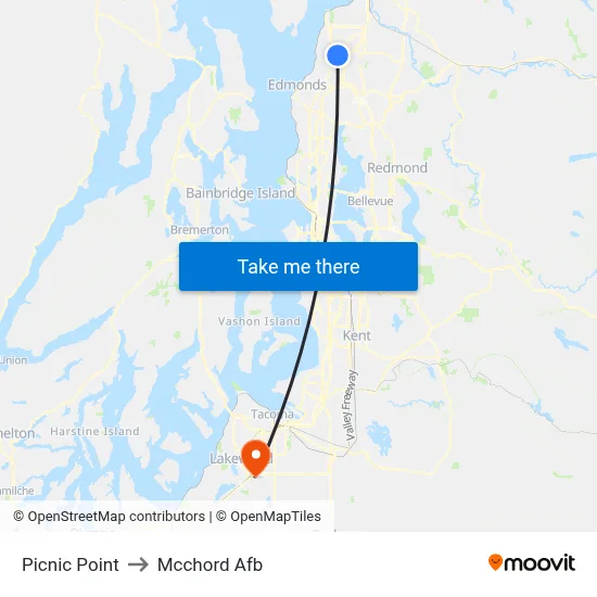 Picnic Point to Mcchord Afb map