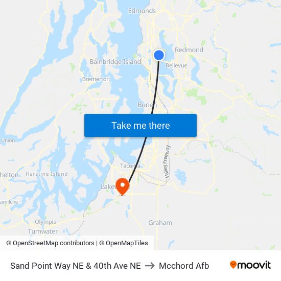 Sand Point Way NE & 40th Ave NE to Mcchord Afb map