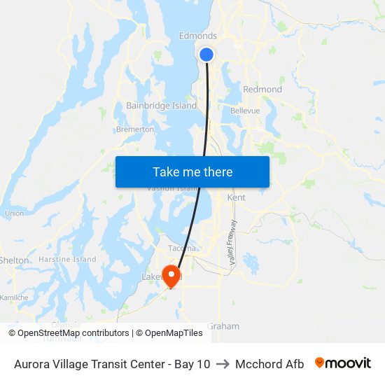 Aurora Village Transit Center - Bay 10 to Mcchord Afb map