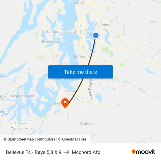Bellevue Tc - Bays  5,8 & 9 to Mcchord Afb map