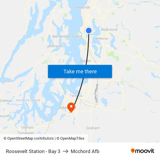 Roosevelt Station - Bay 3 to Mcchord Afb map