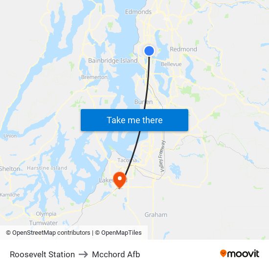 Roosevelt Station to Mcchord Afb map