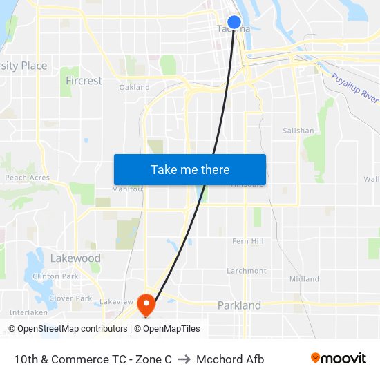 Commerce St Station - Zone C to Mcchord Afb map