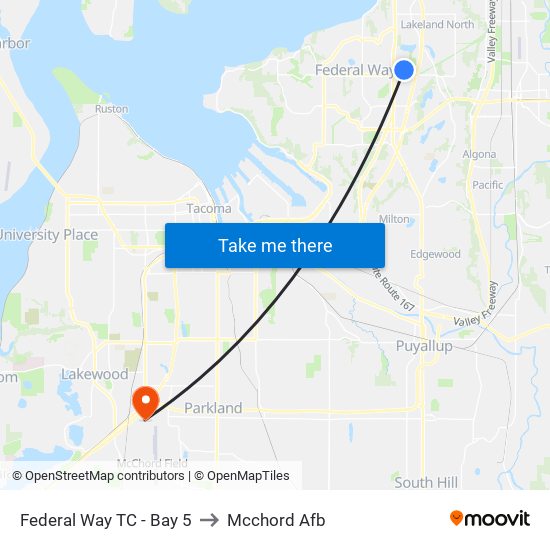 Federal Way TC - Bay 5 to Mcchord Afb map