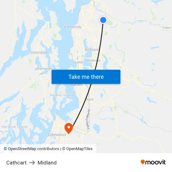 Cathcart to Midland map
