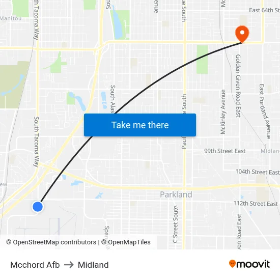 Mcchord Afb to Midland map